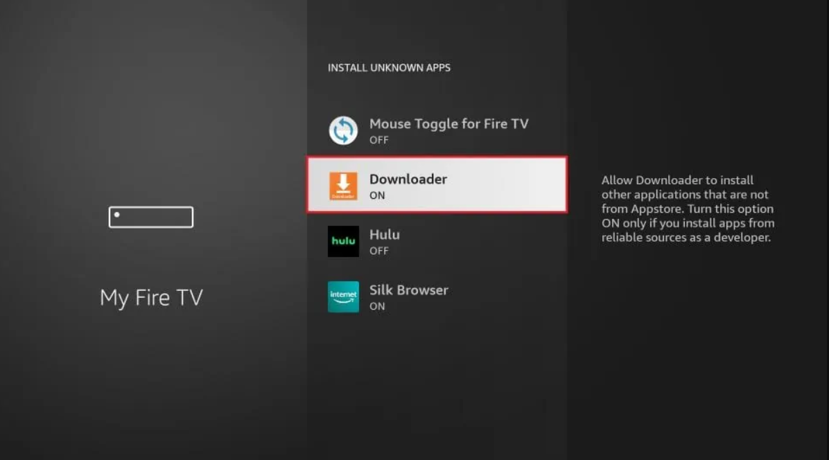 Enable Downloader for unknown app installs
